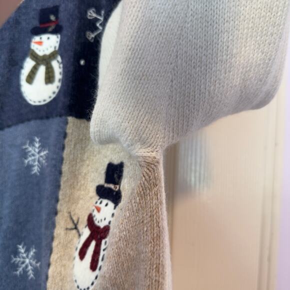 Vintage Croft & Barrow Full Zip Winter Sweater Size L Holiday Christmas Snowman - Picture 5 of 10